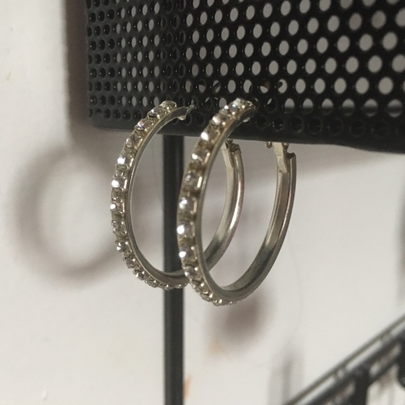 Jewelry - Silver Rhinestone Hoops